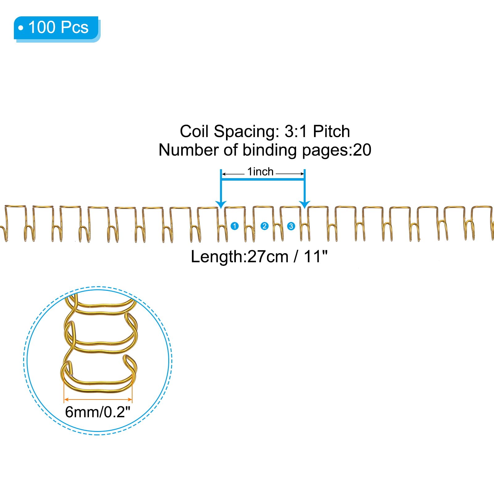 PATIKIL 6mm (1/4") Double Loop Wire Binding Combs - Image 2