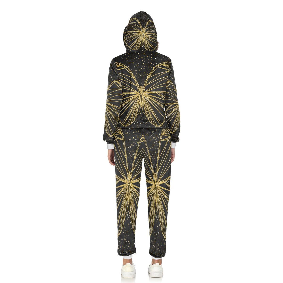 Conjunto deportivo de 2 piezas para mujer, diseño abstracto de mariposa dorada, conjunto deportivo de manga larga con estampado de animales