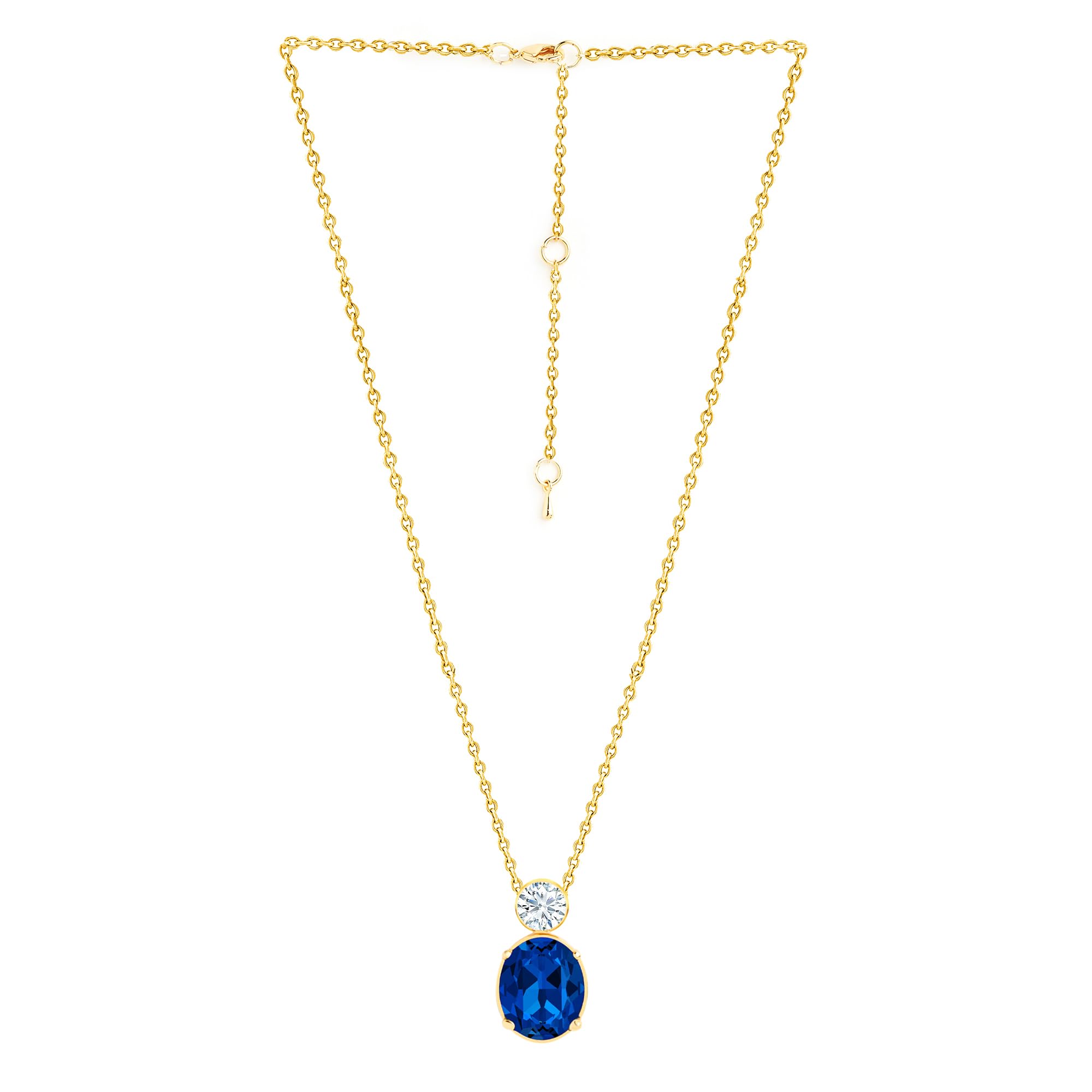 MINUTIAE Stylish Blue Sapphire Diamond Cut Oval Austrian Crystal Pendant Necklace For Women With Extendable Chain(Gold Plated) (B0CTNQRCZZ) Amazon Price History, Amazon Price Tracker