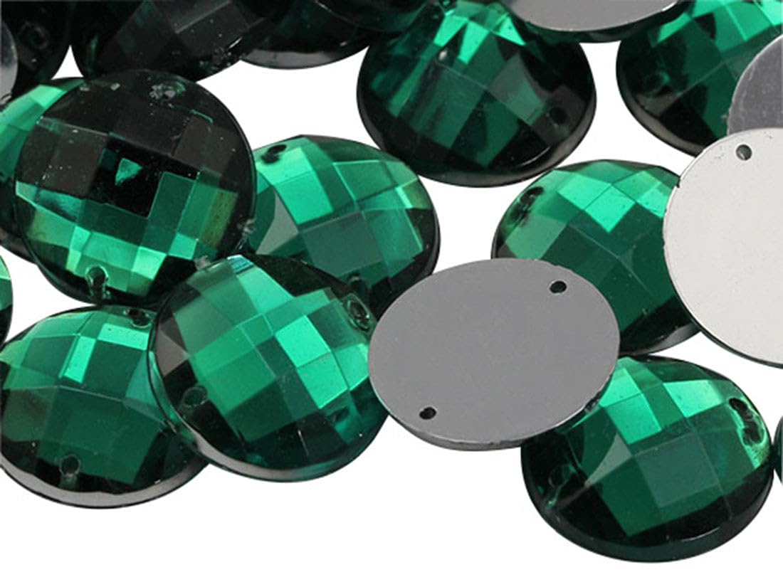 Allstarco 12mm (15/32") Green Emerald Round Sew-On Gems, 60 PCS — image 1
