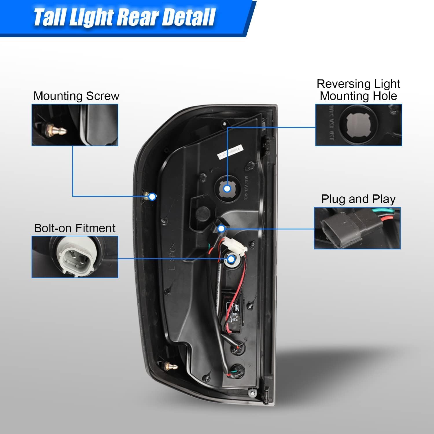 Tail Light Assembly Compatible with 2014 2015 2016 2017 2018 2019 2020 Toyota Tundra, Taillights with Turn Signal Light/DRL/Brake Rear Lights Sequential Rear Lamps - Matte Black/Clear Len
