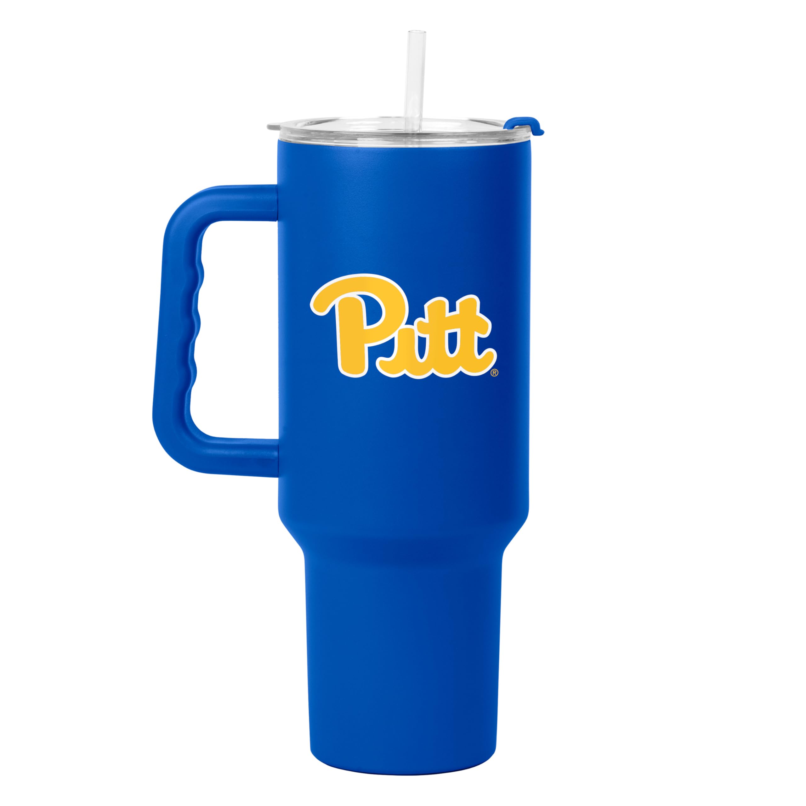 Logo Brands NCAA 40 oz Tumbler with Handle -Stainless Steel Insulated Travel Tumbler with Straw Lid – Powder Coated, Leak-Resistant, Keeps Drinks Hot/Cold – Great for Tailgating, or Everyday Use