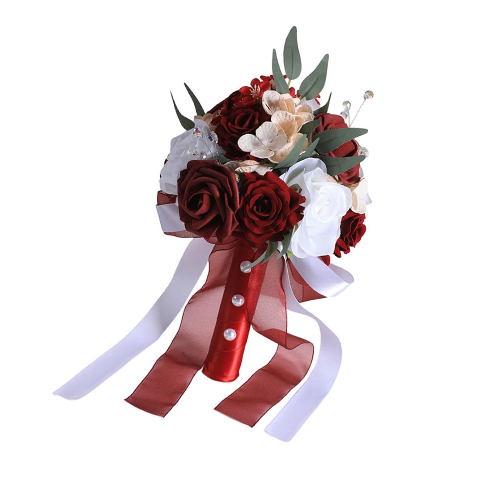 Care Enduring Artificial Roses Bouquet White Blue Shades for Ceremony Reception Bride Arrangement Low Care Enduring Artificial Roses Bouquet White Blue Shades for Ceremony Reception Bride Arrangement