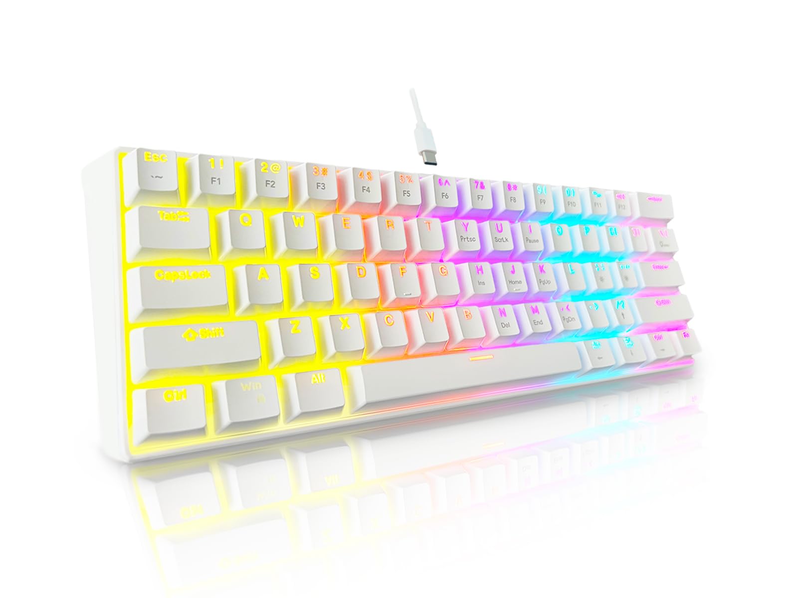 Mechanical Keyboard, 60% Mechanical Gaming Keyboard with Blue Switches and Dynamic 12-Mode Backlight - Plug and Play, 61-Key, Anti-Ghosting, for PC, Windows, Mac, Gamer, Office, Typists