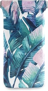 HUSSRITY Eyeglasses Case Banana Leaf Sunglasses Pouch Soft PU Leather Squeeze Top Eyeglass Holder Portable Glasses Case For Women Men