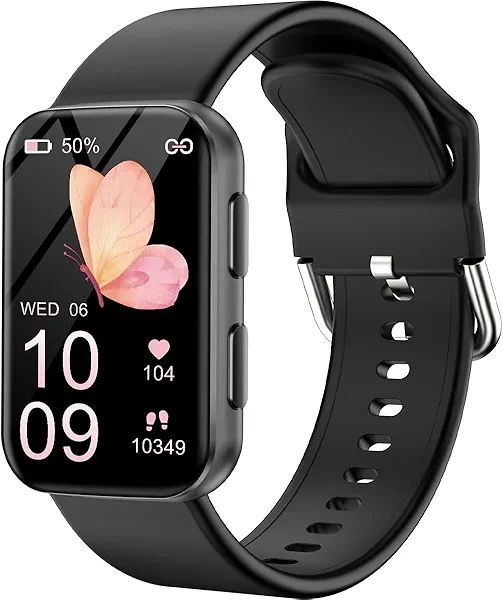 MorePro Health Fitness Tracker with Blood oxy-gen Monitor and 24/7 Heart Rate and Blood Pressure, Sleep Monitor, 120+ Sport Modes Waterproof Fitness Watch for Women Men Android iOS, Black