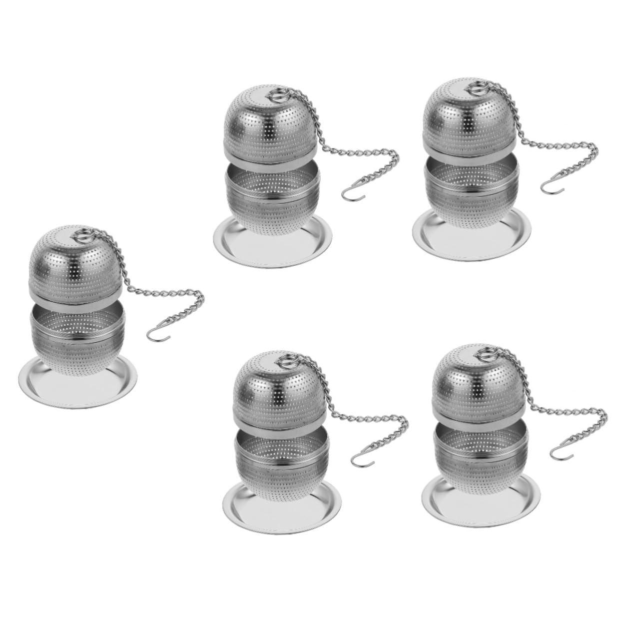 ABOOFAN 5 Piezas Filtro de bandeja de goteo infusor te infusionador de te colador de coladores de té para té suelto cosa infusor de té de cocina bola de filtro de té Acero inoxidable