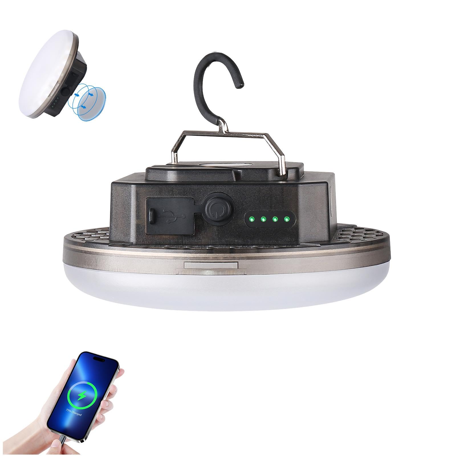 Luces LED recargables portátiles transparentes para camping, luz impermeable para exteriores con 5000 lúmenes, linternas colgantes superbrillantes para tiendas de campaña, toldos y emergencias al aire