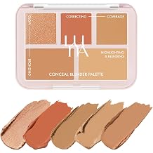LUNA Conceal Blender Palette 06 Bronze Cover 5-in-1 Color Correcting and Concealing with Glow Cinnamon, Deep Orange, Ginger Beige, Olive Brown, and Chai Beige, Suitable for Deep Tones