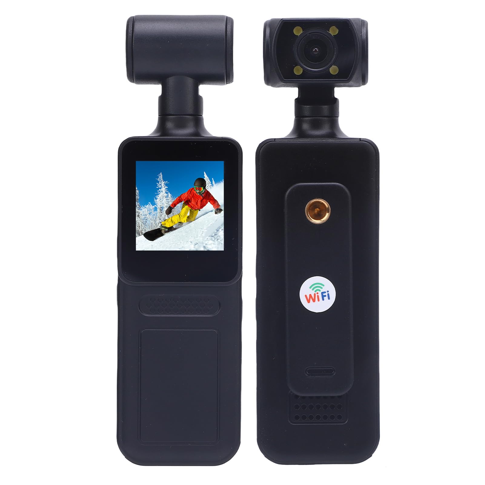 Topiky Caméra d'action WiFi 4K HD, 180 ° Rotatif 4K HD WiFi Camcommande de Poche, Caméra Corporelle avec Enregistrement Audio et Vidéo, Caméscope usé pour Les Voyages Sportifs en Plein