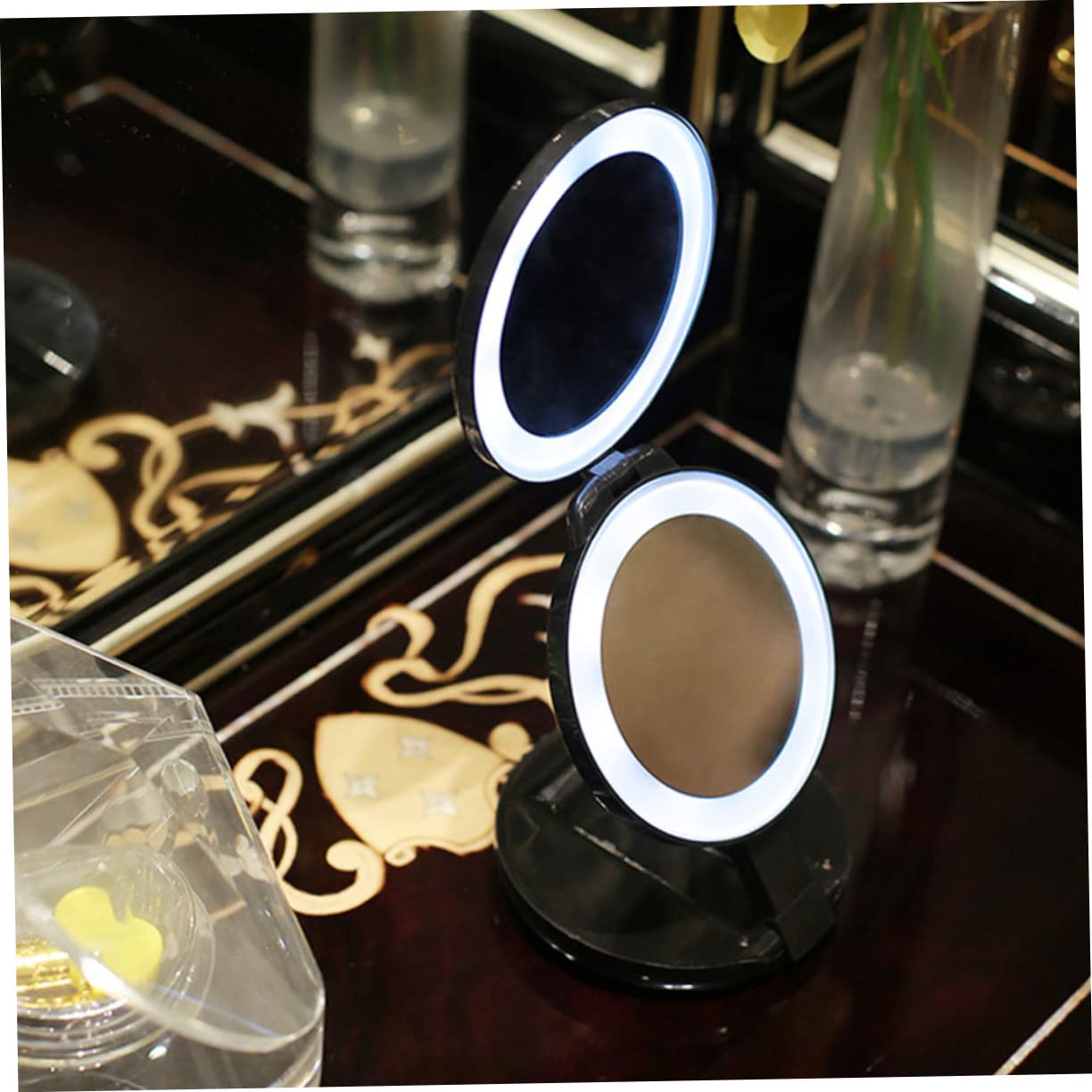 SHERCHPRY Espejo de Maquillaje Plegable Compacto y Portátil Espejo de Aumento para Mujer de Bolsillo para Maquillaje Viaje