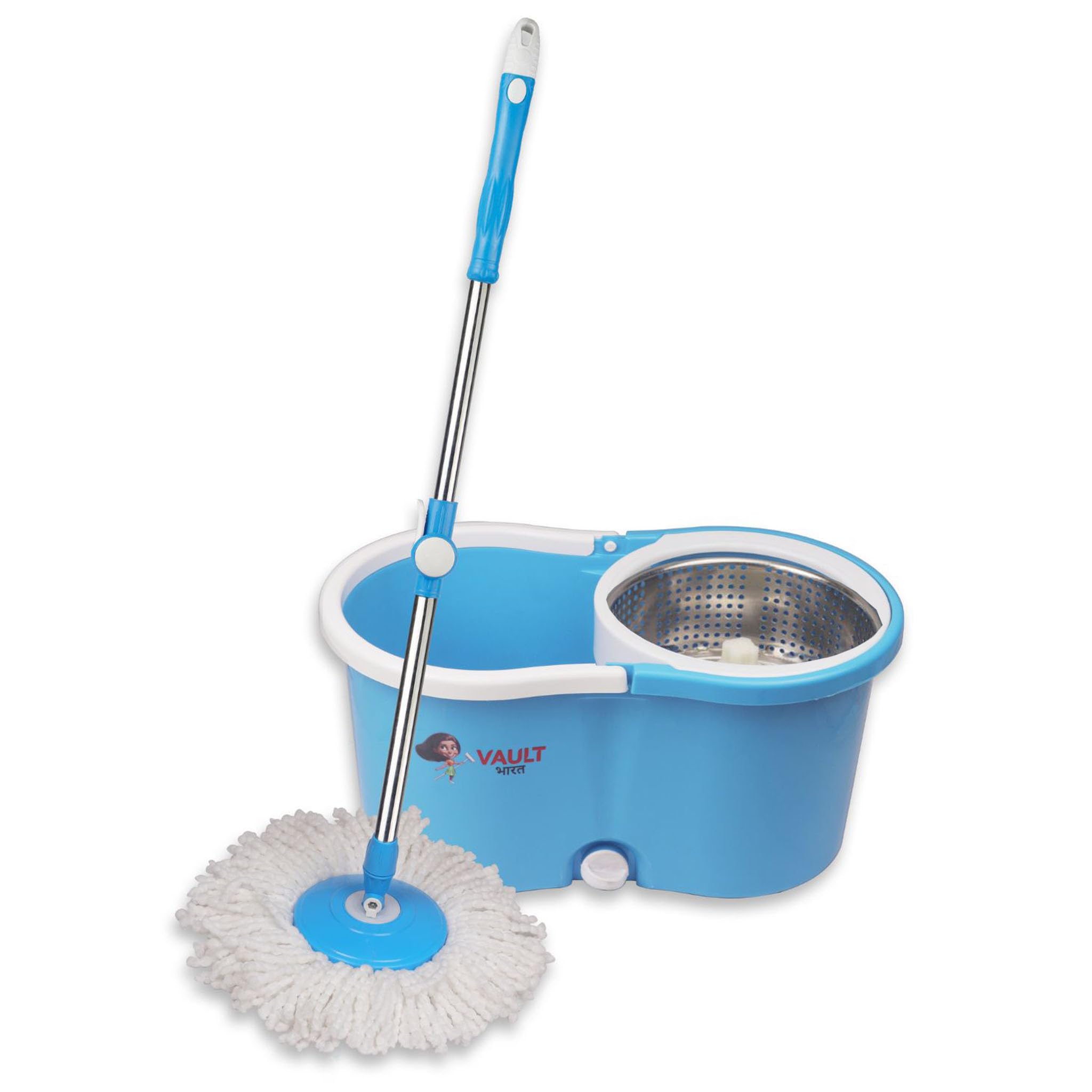 Vault Bharat Premium Qutlity Spin Mop Removes Over 99% Bacteria,Round Head,Floor Cleaning Mop Stick with Bucket, Mopping Set, Model: V56 (Color: Blue & White, Warranty: 1 Year) (B0CVWVX5LF) Amazon Price History, Amazon Price Tracker