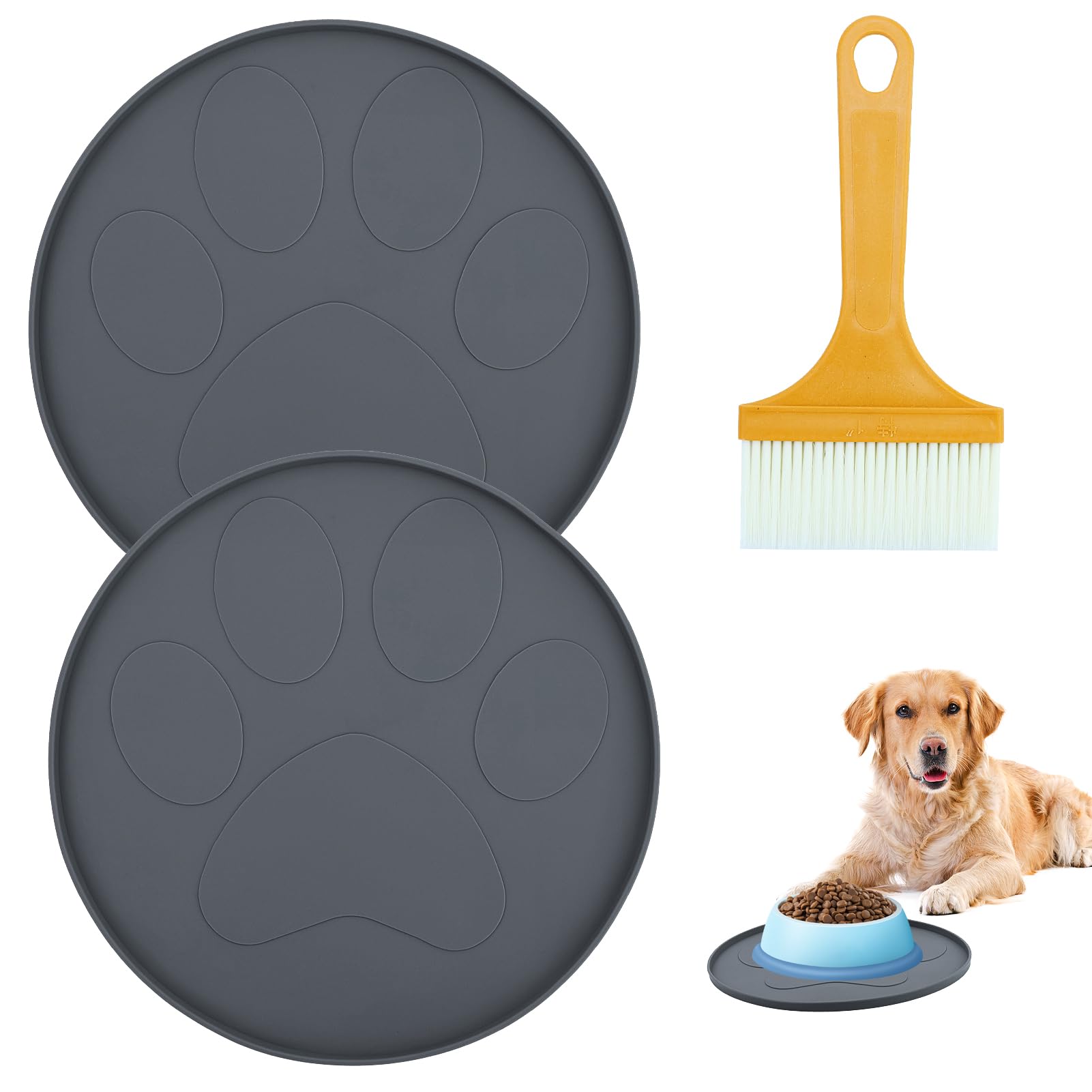 2 Pièces Tapis Nourriture Chat, 27,5 X 27,5cm, Ronde Tapis