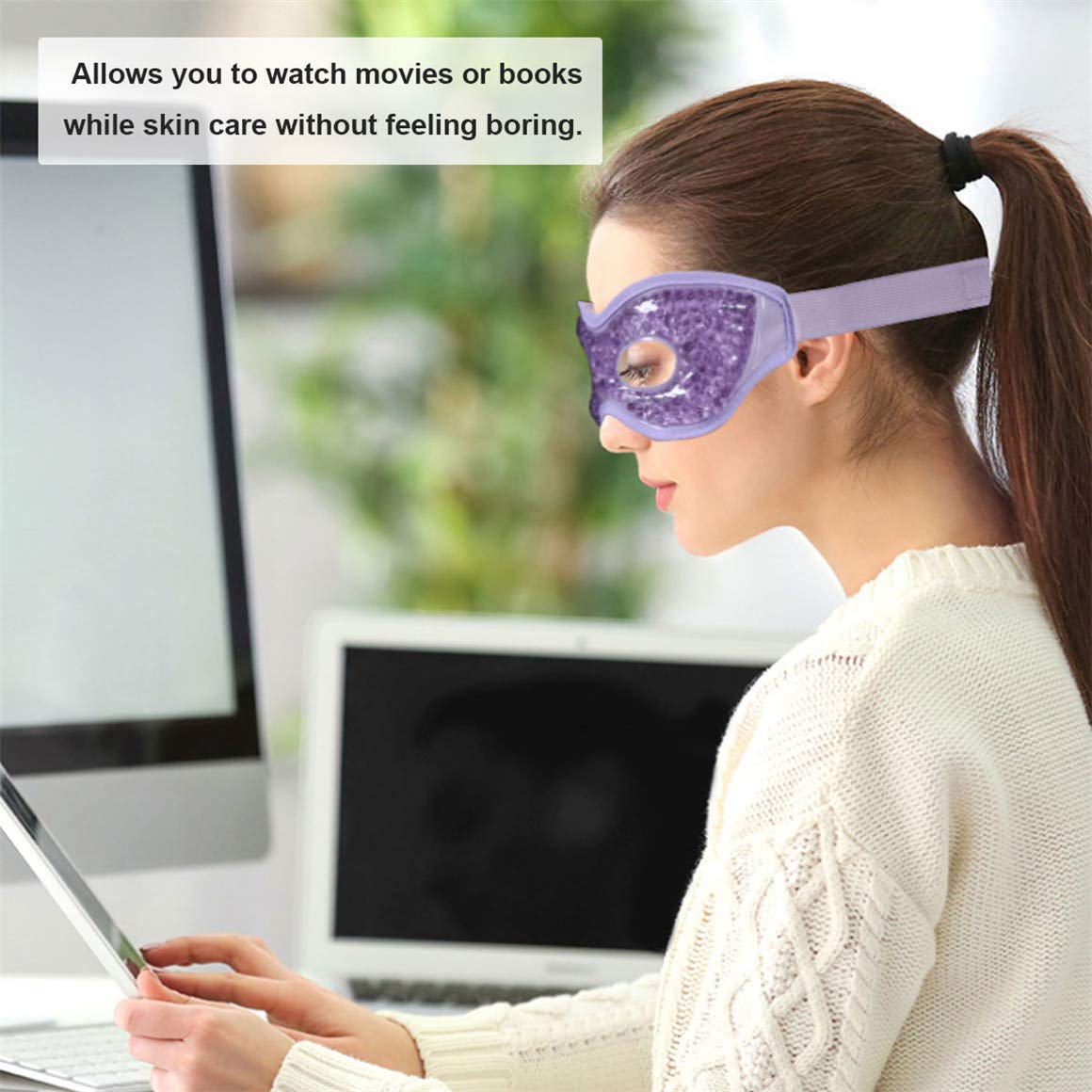Cooling Gel Eye Mask with Eye Holes, 2 PCS Cold Eye Packs for Puffiness & Swelling, Reusable Hot Cold Compress Heat Ice Gel Pack, Purple and Pink — Amazon image 9