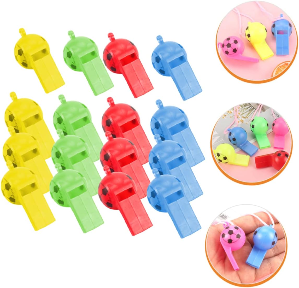 POPETPOP 200pcs Colorful Sports Whistle Multi-Function Referee Whistles for Races Activities and Emergency Use with Lanyards