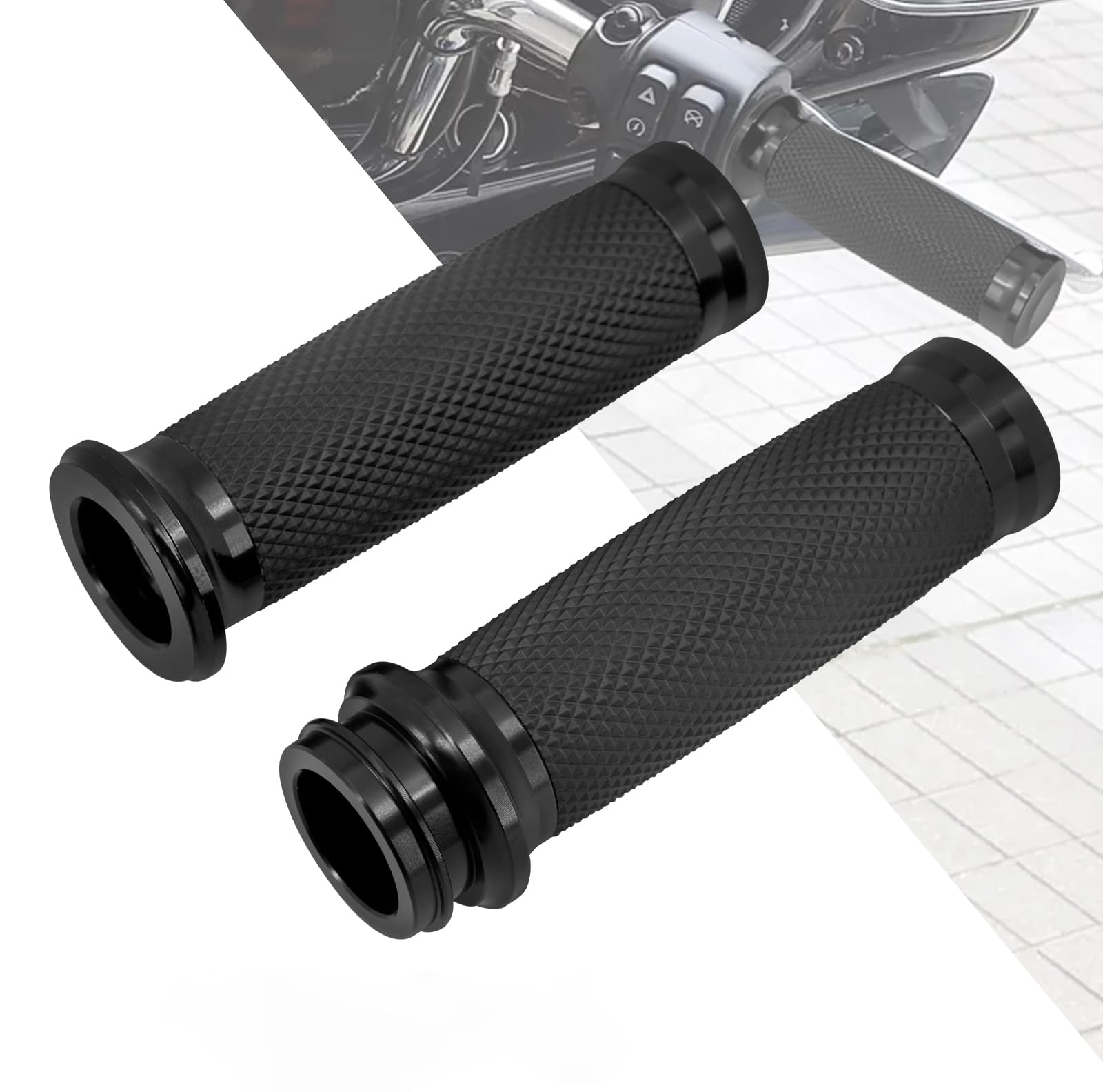 HDBUBALUS Motorcycle Hand Grips 1" Electronic Throttle Handlebar Grips Fit for Harley Street Electra Road Glide Road King