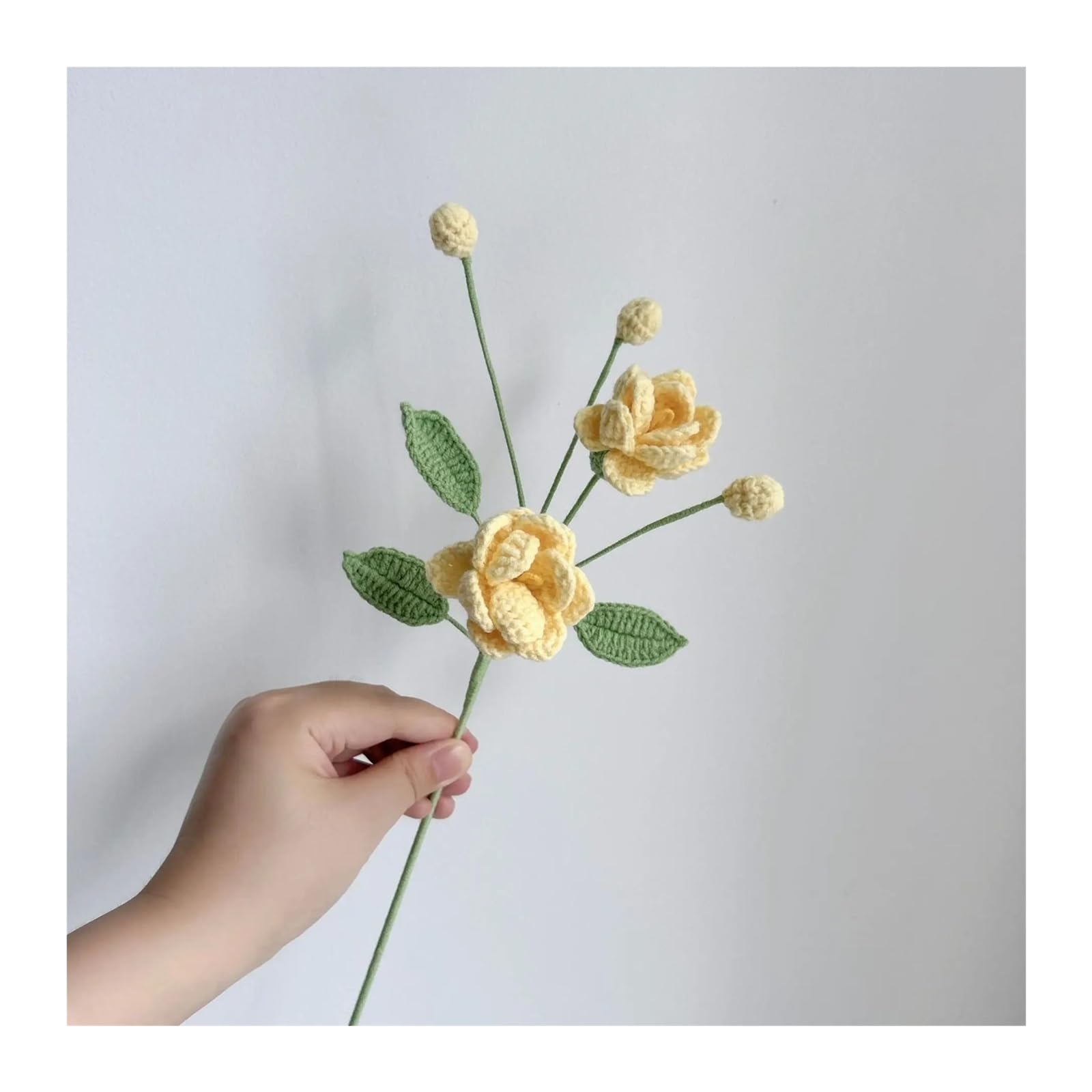 PawUniscript 2pcs Handcrafted Jasmine Crochet Flowers Bouquet | Creative Fake Floral Arrangement For Weddings & Home Decor(Color1)
