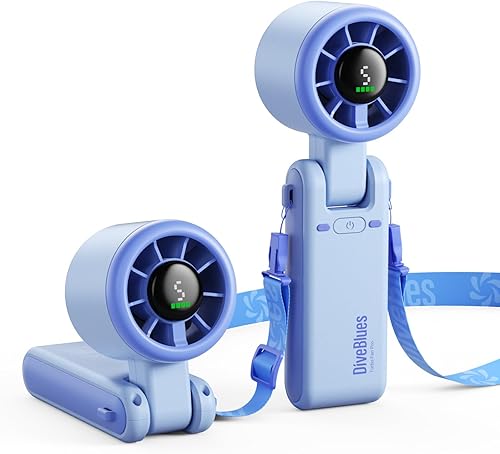 Diveblues Ventilador turbo portátil de mano, viento de 5 marchas, funciona con batería, hasta 12 horas de trabajo, ventilador de mano 3 en 1 con