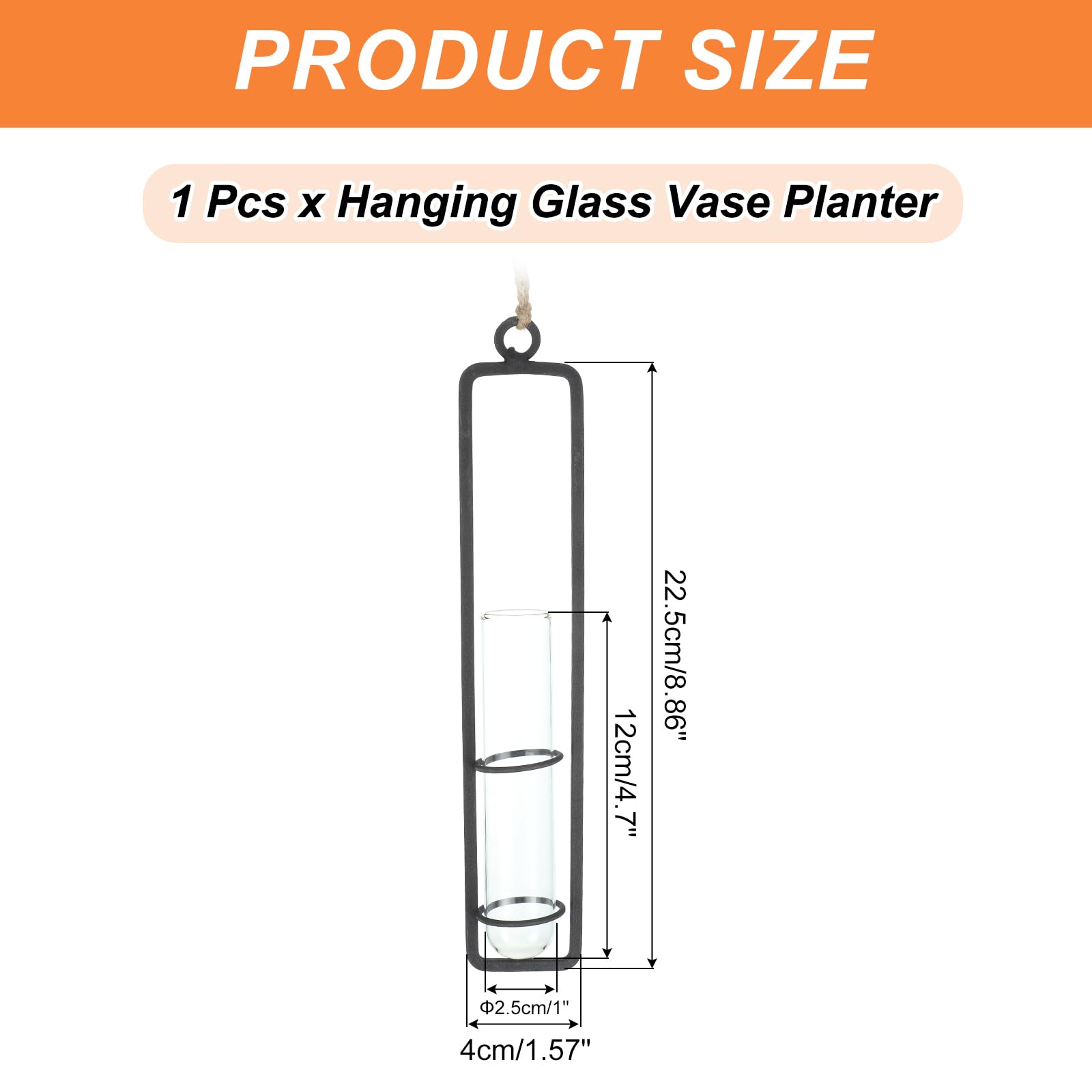 PATIKIL Plant Propagation Wall Hanging Terrarium with Metal Holder - Image 2