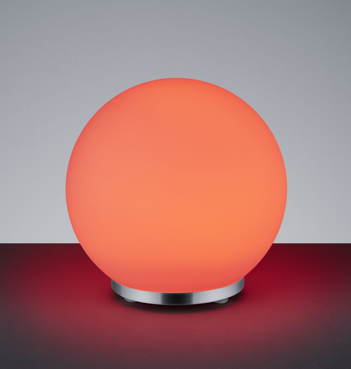 Reality George Lampada da Tavolo, LED, Sfera, Telecomando RGB, Dimmer, 6 watts, Cromo