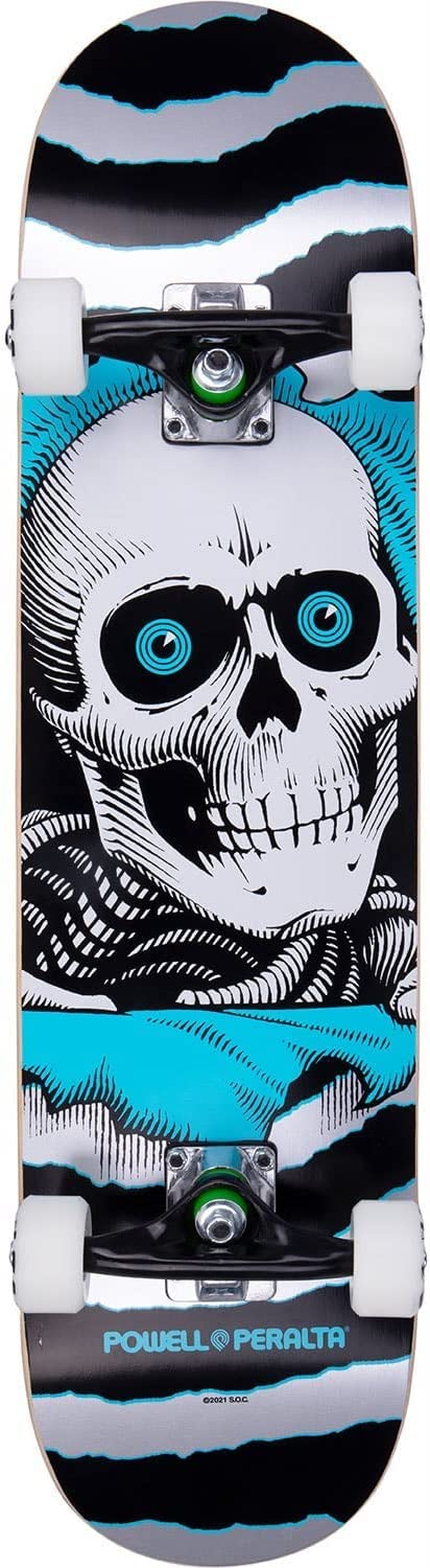 Powell Peralta Factory - Patineta completa Ripper One Off plateado/azul claro, 19,7 cm