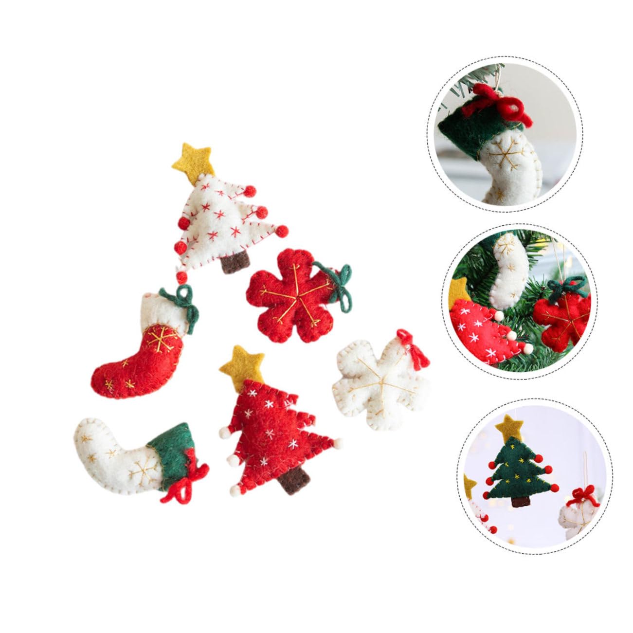 PRETYZOOM 2 Set Di Mini Pendenti in Feltro Di Lana A Forma Di Albero Di Natale Da Appendere Per Decorazioni Per Feste 6 Pezzi * 2