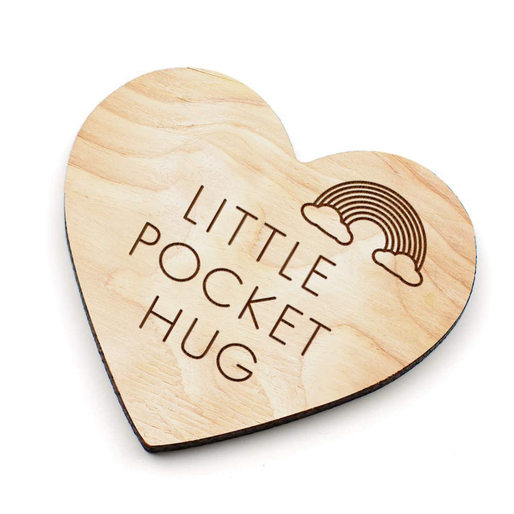 Edsg Unpunched 1 X Wooden Little Pocket Hug Heart Token | Keyring | Keepsake Gift For Love | Gift Of Christmas For Friends Family Couple | Thinking Of You Gift Heart Style(No Hole)
