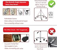 Vista 6 de Taburete ajustable resistente – Taburetes con ruedas giratorias de bloqueo – Taburetes giratorios sin respaldo para belleza, peluquería, spa, hogar