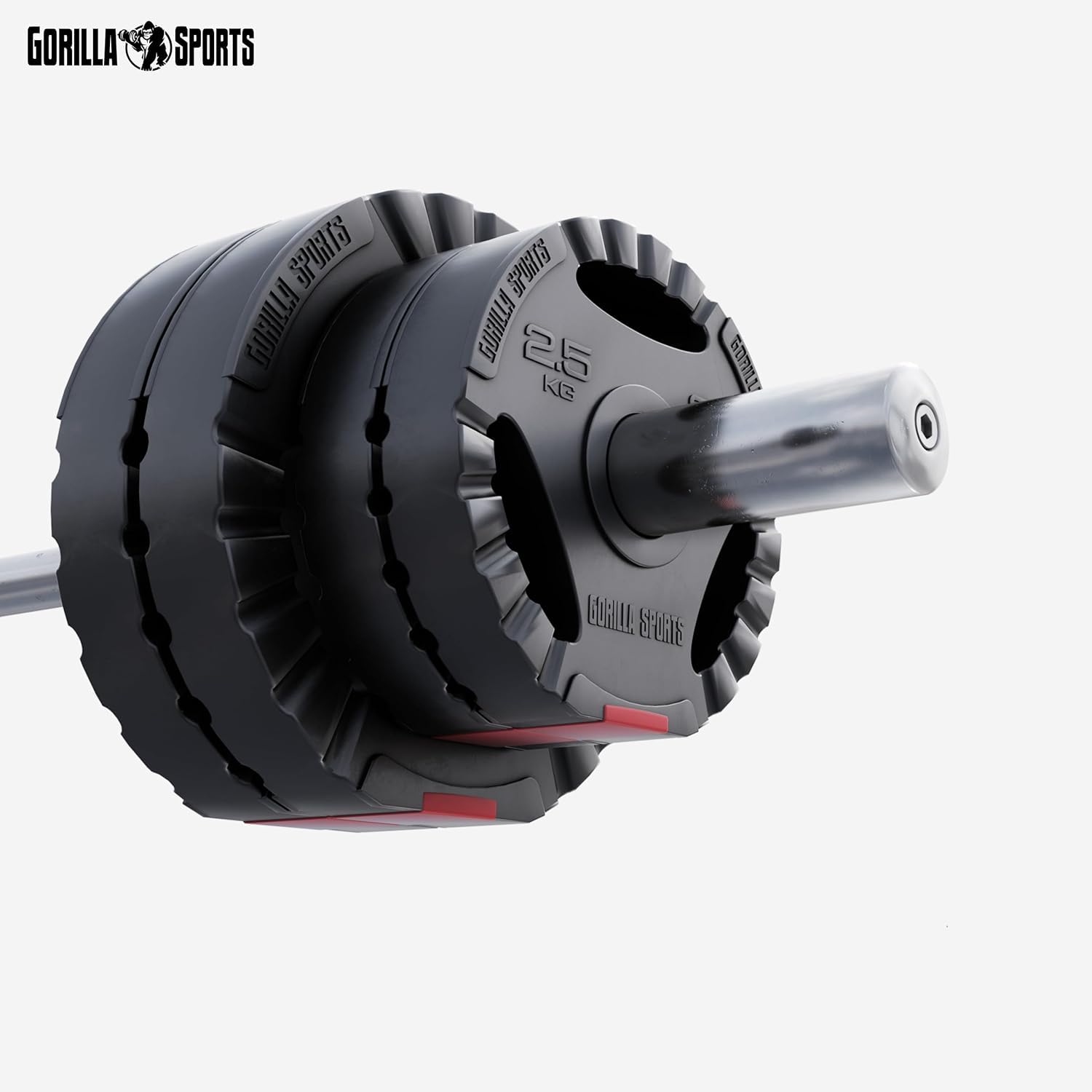 GORILLA SPORTS® Disques de Poids - Olympiques, 1,25kg, 2,5kg, 5kg, 10kg, 15kg, 30kg Poids, Individuel/Ensemble, Ø 50mm - Disques d'Haltères, Ensemble de Plaques, Musculation, Haltérophilie, Fitness