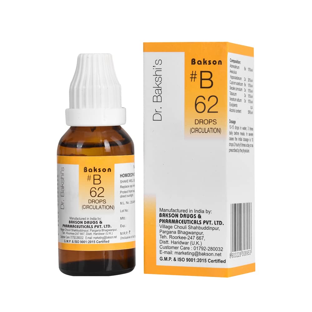 Dr. Bakshis BAKSONS HOMOEOPATHY # B 62 Circulation Drops (30 ml) (B0BWJ715LM) Amazon Price History, Amazon Price Tracker
