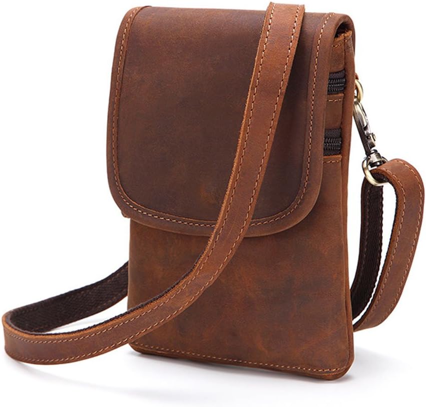 Gendi Mens Vintage Fanny Small Messenger Shoulder Satchel Genuine Leather Belt Waist Bag Pack