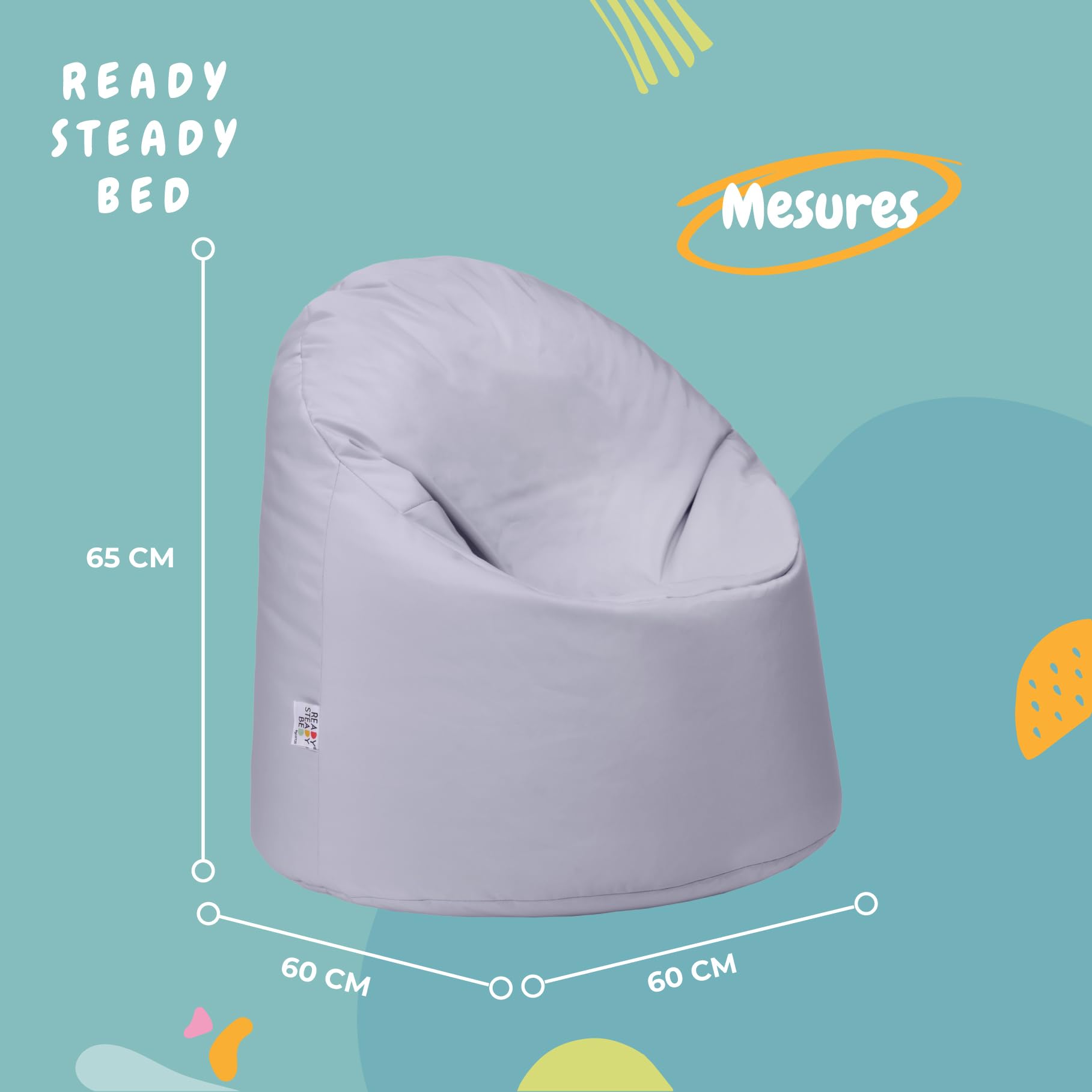 Ready Steady Bed Chaise Bean Bag | Siège BeanBag Confortable pour l'intérieur et l'extérieur | Meuble pour Enfants résistant à l'eau | Conception Ergonomique Durable et Confortable (Argent)