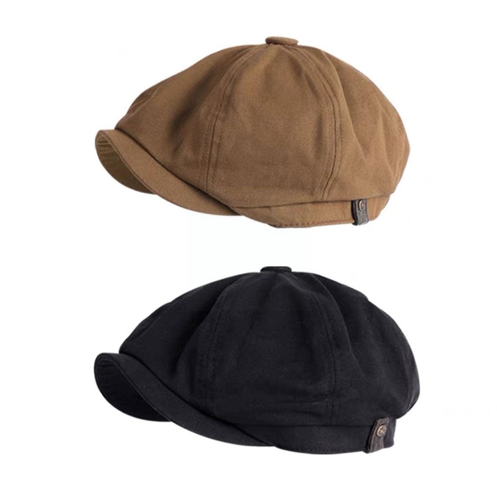 Mannen Leer Baret Cap Platte Pet Koeienhuid Krantenjongenspet Hoeden Vintage Pet Winter (Color : Coffee, Size : 55-56
