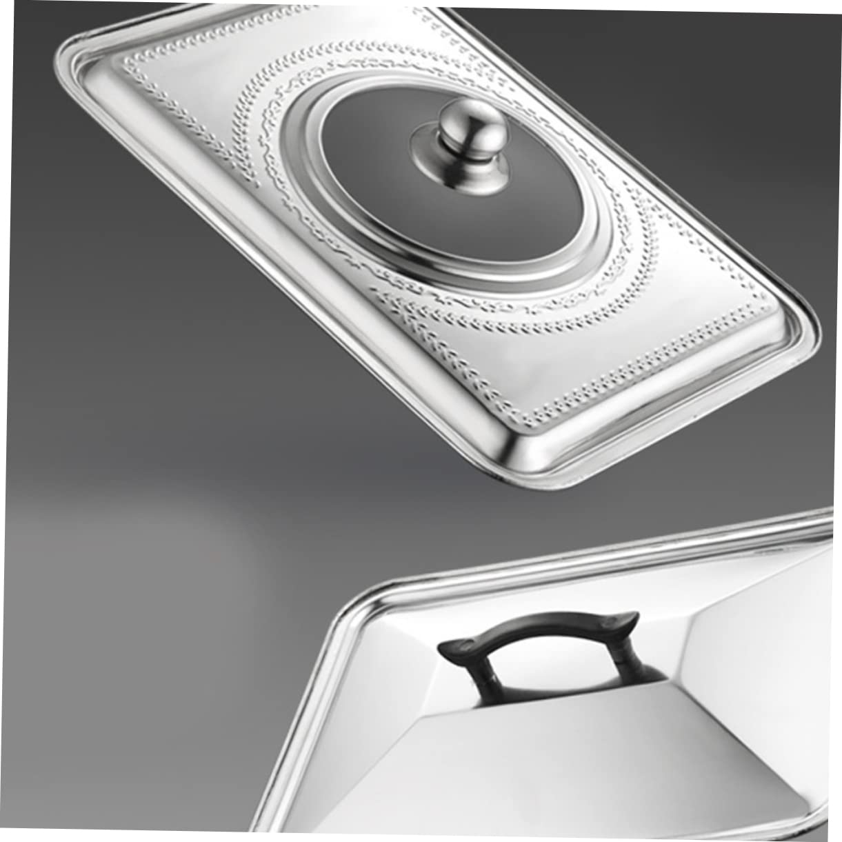 Ciieeo Elegante Coperchio Per Pentola 40x30 Cm in Acciaio Inox Con Anti-schizzi Di E Vapore Per Casa E Ristorante