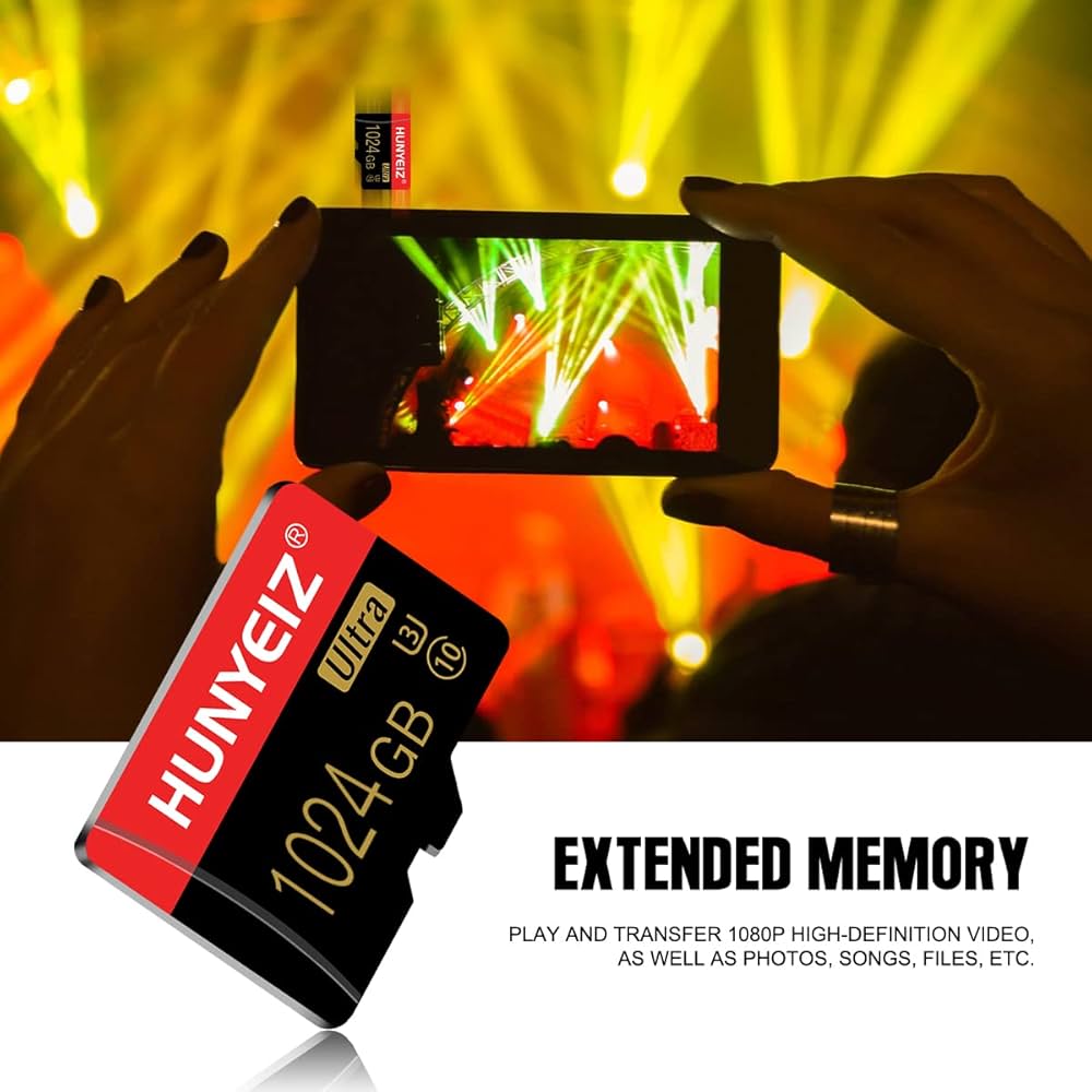 Hcnzdwe Micro Memory Card + Adapter, Micro Card 1024GB With A2 For