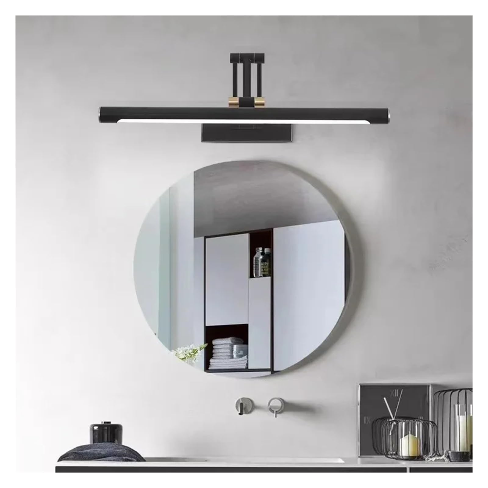 Luce frontale for specchio da bagno, pieghevole, telescopica, regolabile, striscia LED for doccia, luce di riempimento for trucco Flessibile(Warm,WHITE_43CM)