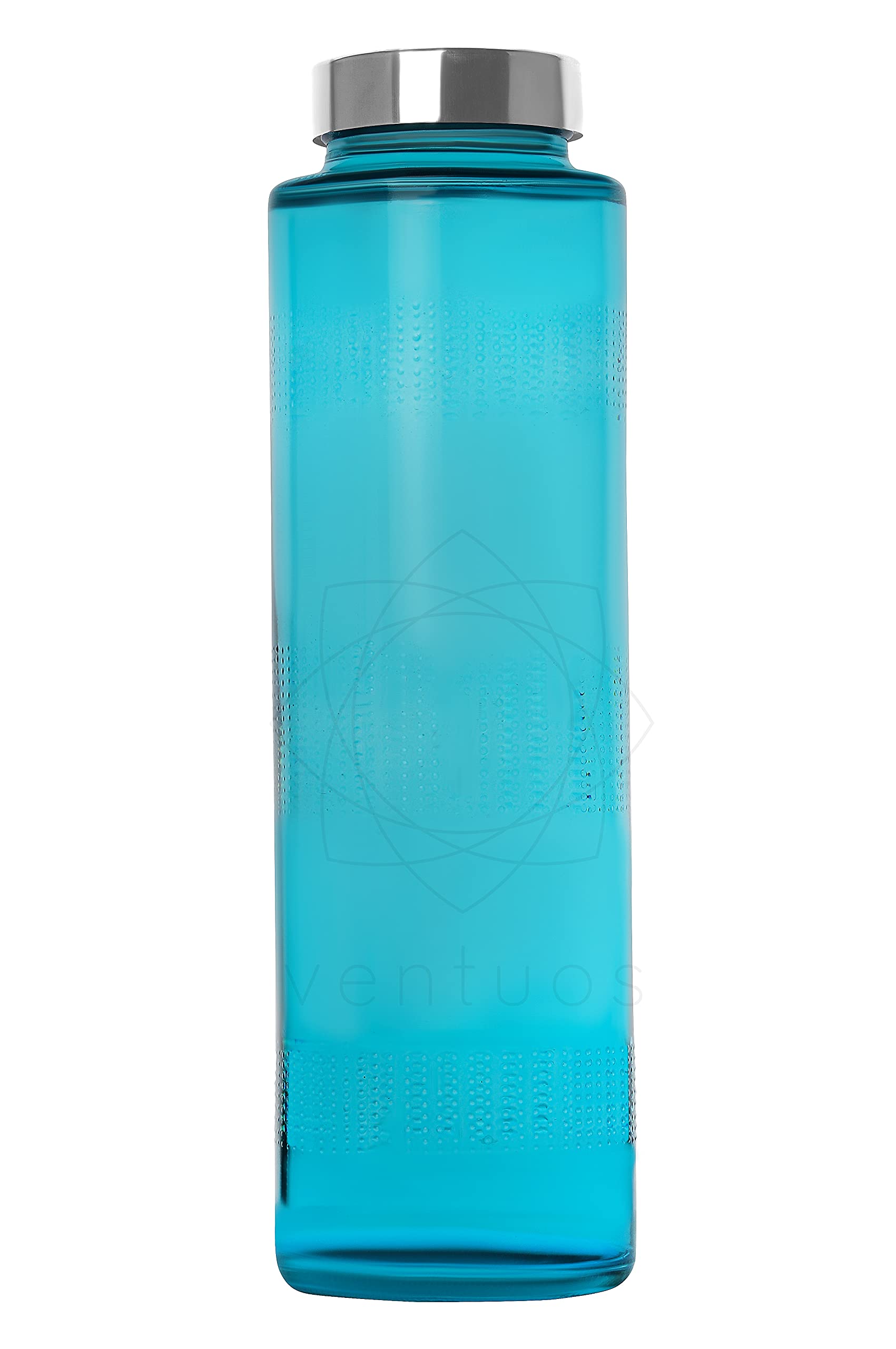 HIRVALL Glass Water Bottles Wide Mouth Glass Bottles with Airtight Lids - for Juicing, Smoothie, Beverage Storage Stainless Steel Lids, Leak Proof, Reusable 700ml (Sky Blue, pack of 1)