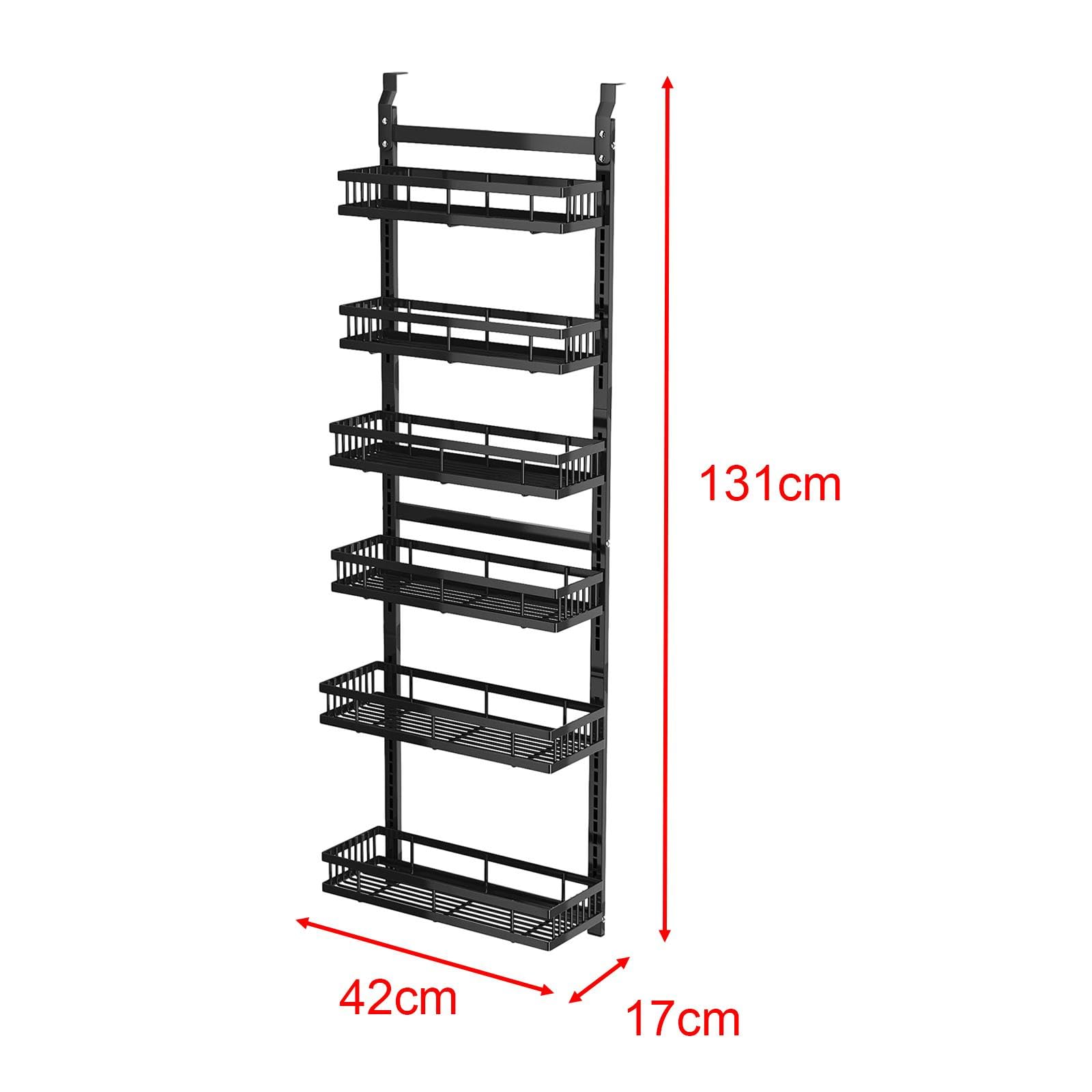 Organizador de Despensa de 6 Niveles sobre La Puerta, Organizador de Puerta de Despensa, Fácil de Instalar, Estante de Especias Colgante Negro,
