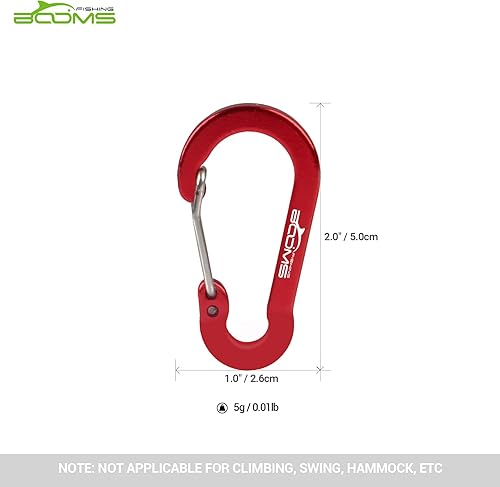 Miniatura 5 de Booms Fishing CC1 - Mosquetón multiusos, paquete de 6 pequeños clips caribeños, mini llavero caribeaner clip de 2 pulgadas, mosquetones de aluminio
