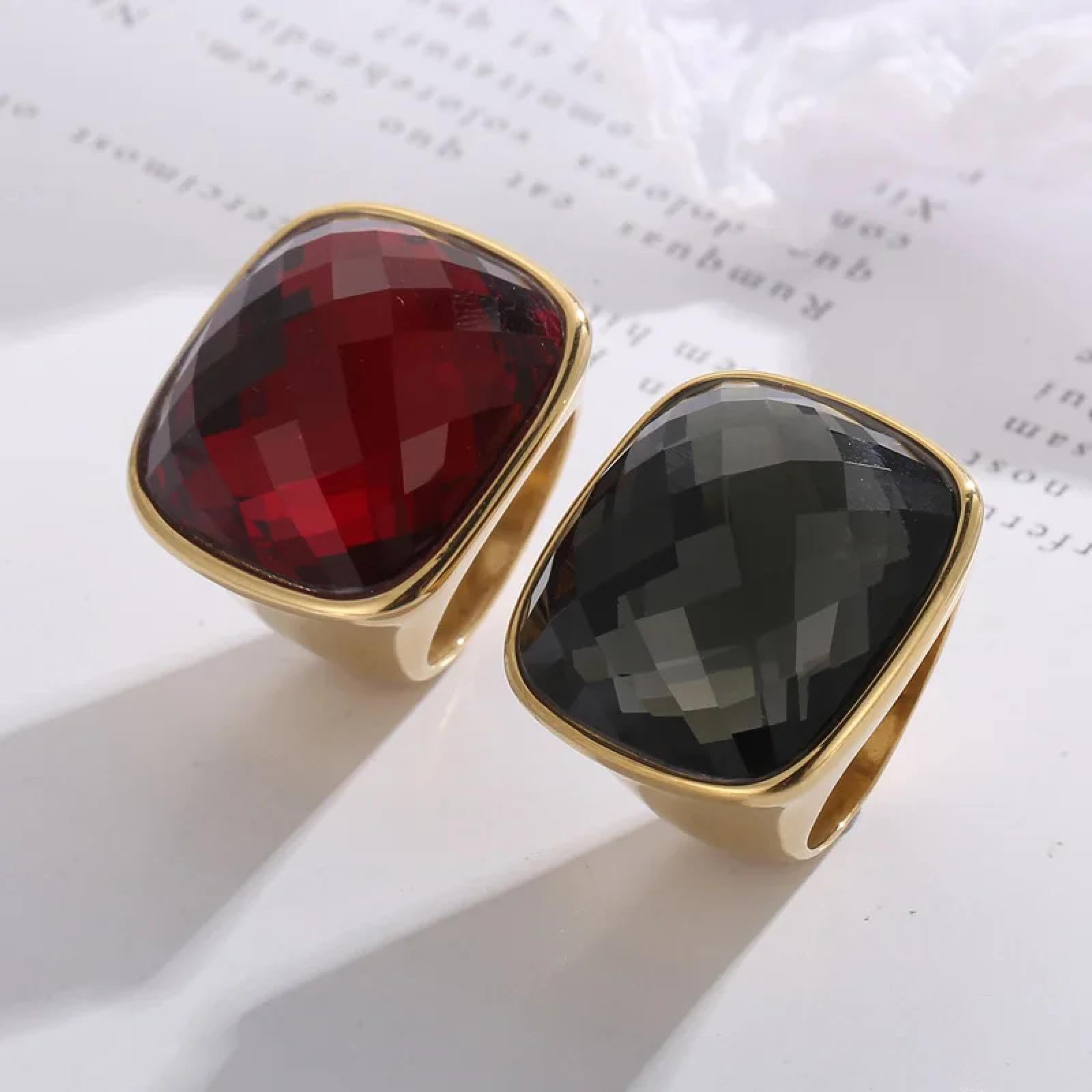 Ring Ringe Damen Bijouterie Herren Goldfarbene Ringe Für Frauen Bunte Quadratische Glasringe Für Frauen Elegante Eheringe Knöchel-Partyschmuck