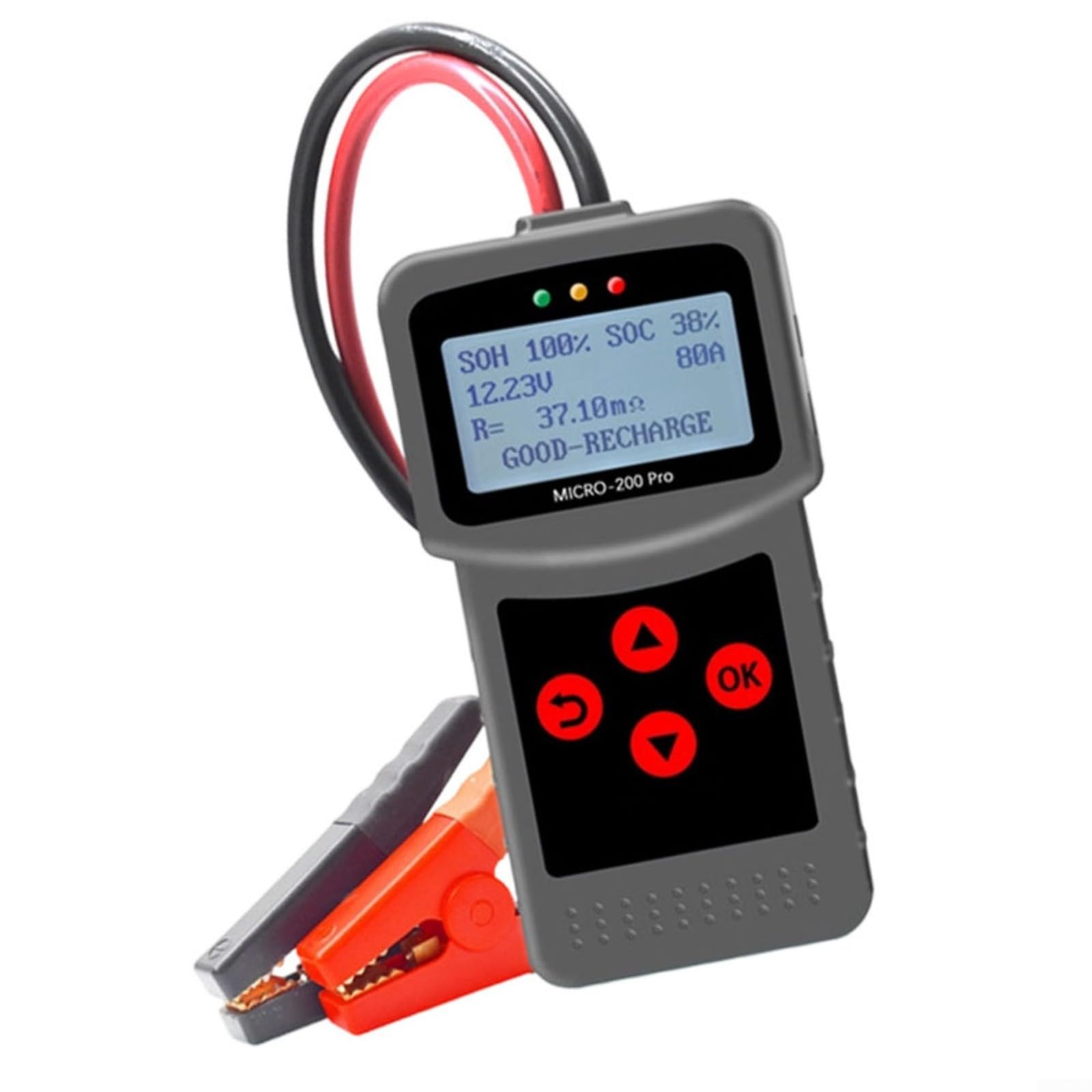 200 PRO Batterietester für 12V/24V, prüft SOH/SOC/Spannung, für Auto/LKW/RV, mit Kelvin-Klemmen, Diagnosegerät