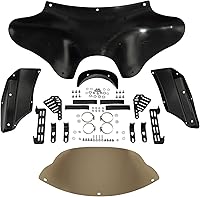 Vista 3 de TCT-MOTORPARTS Carenado Batwing con Parabrisas Compatible con Harley Softail Deluxe Fatboy Heritage Classic Yamaha V Star 1100 650 Classic Softail