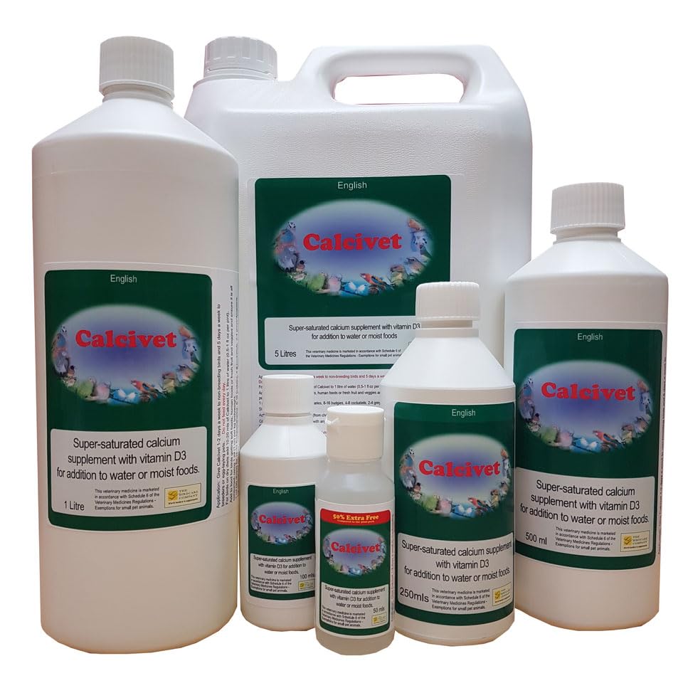 Fab Finches Bird Liquid Calcium & Vit D3 Bird Vitamin Supplement Birdcare Finches Canaries Poultry Birds (500ml)
