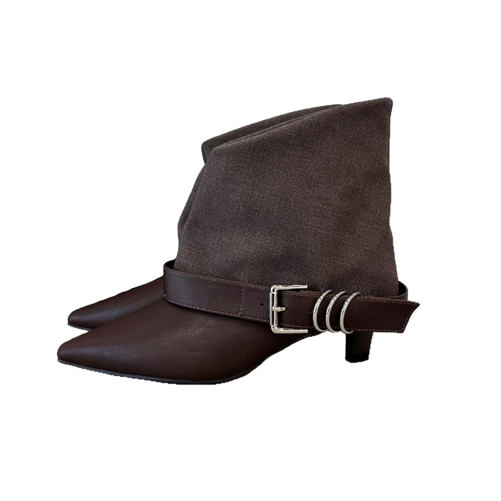 Purubylley Womens Kitten Heel Ankle Boots Pointed Toe Booties Comfortable Dress Shoes