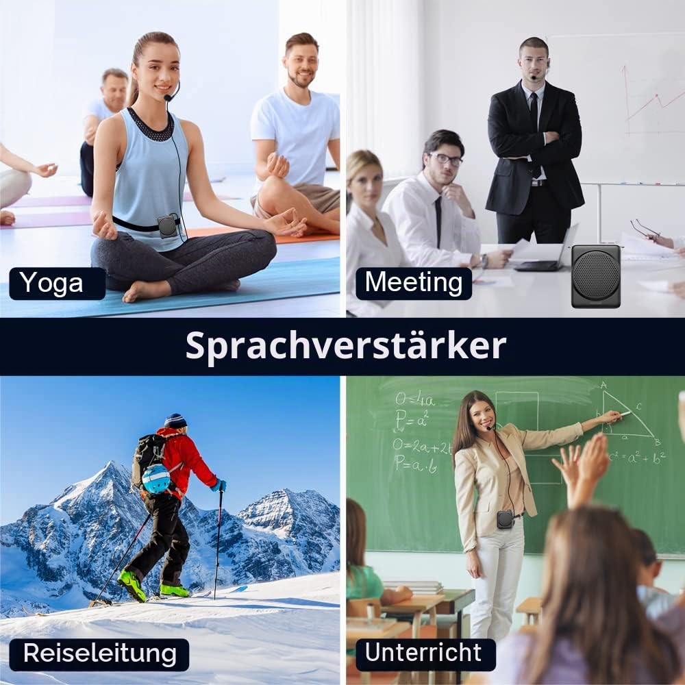 Norwii Mini-Sprachverstärker, PA-Endstufen, 3 Stunden Schnellladung und bis zu 22 Stunden Wiedergabe, persönlicher Sprachverstärker, tragbares Lautsprechermikrofon für Lehrer, Training, Tourguide