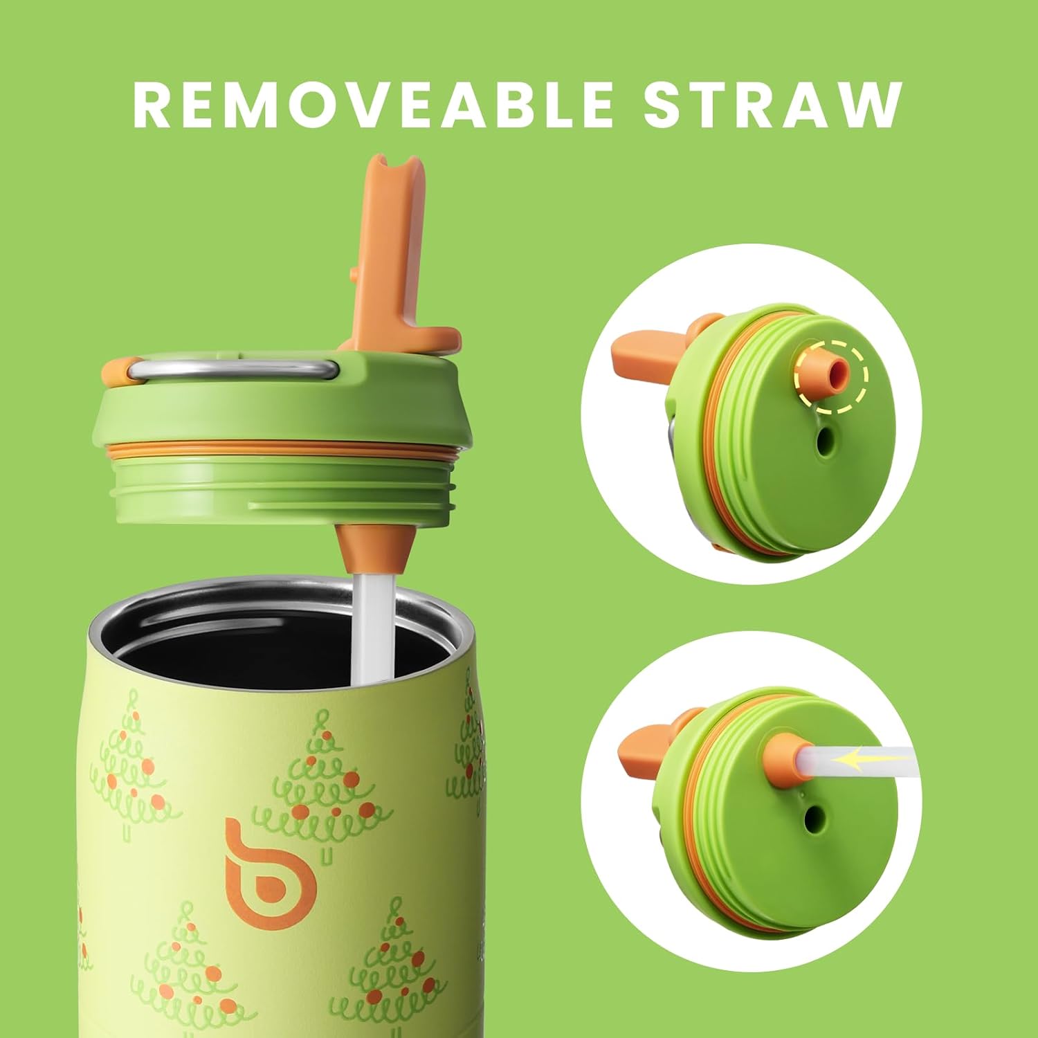 BOTTLE BOTTLE Stainless Steel Water Bottle with Straw Lid and Handle 32 oz Vacuum Insulated Cup for Sports Travel Gym Hiking,Leak-Proof Wide Mouth Water Bottles for Women and Men,tree - Image 5