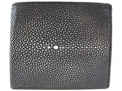 Genuine Polished Stingray Shagreen Skin Leather Bifold Wallet (Brown)2