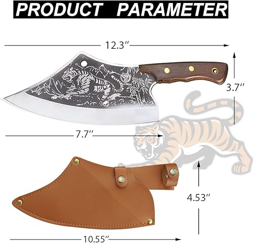 Miniatura 2 de ZENG JIA DAO Cuchillos japoneses, cuchillos vikingos forjados para carne con funda de 8 pulgadas cuchillo de carnicero forjado a mano con hoja de