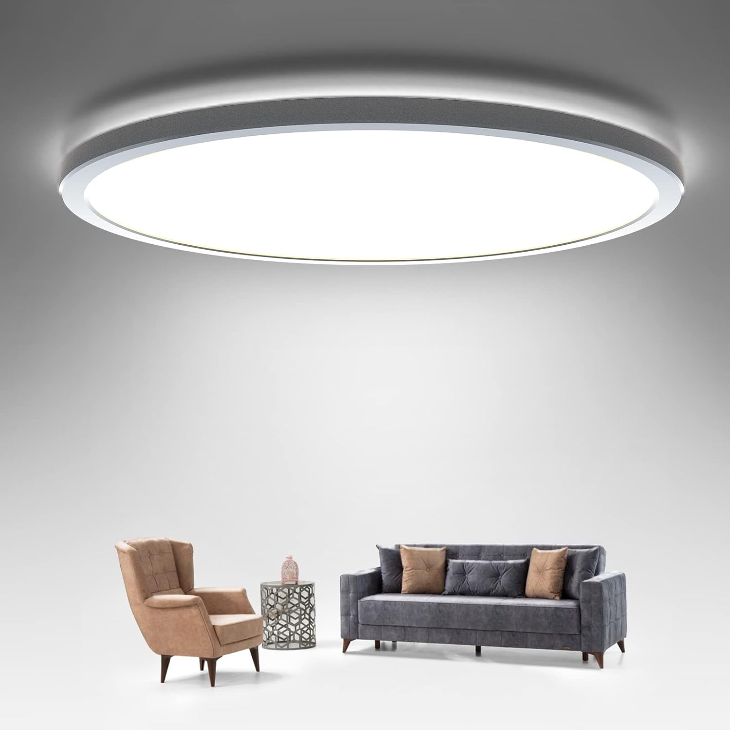 Plafón LED Techo 24W, BLNAN Lámpara Techo Moderna Redonda Blanca 5000K 2400LM Ø30cm*H2.5cm Luz de Techo Ultra Delgado para Cocina Dormitorio Salon Oficina Pasillo Balcón Comedor