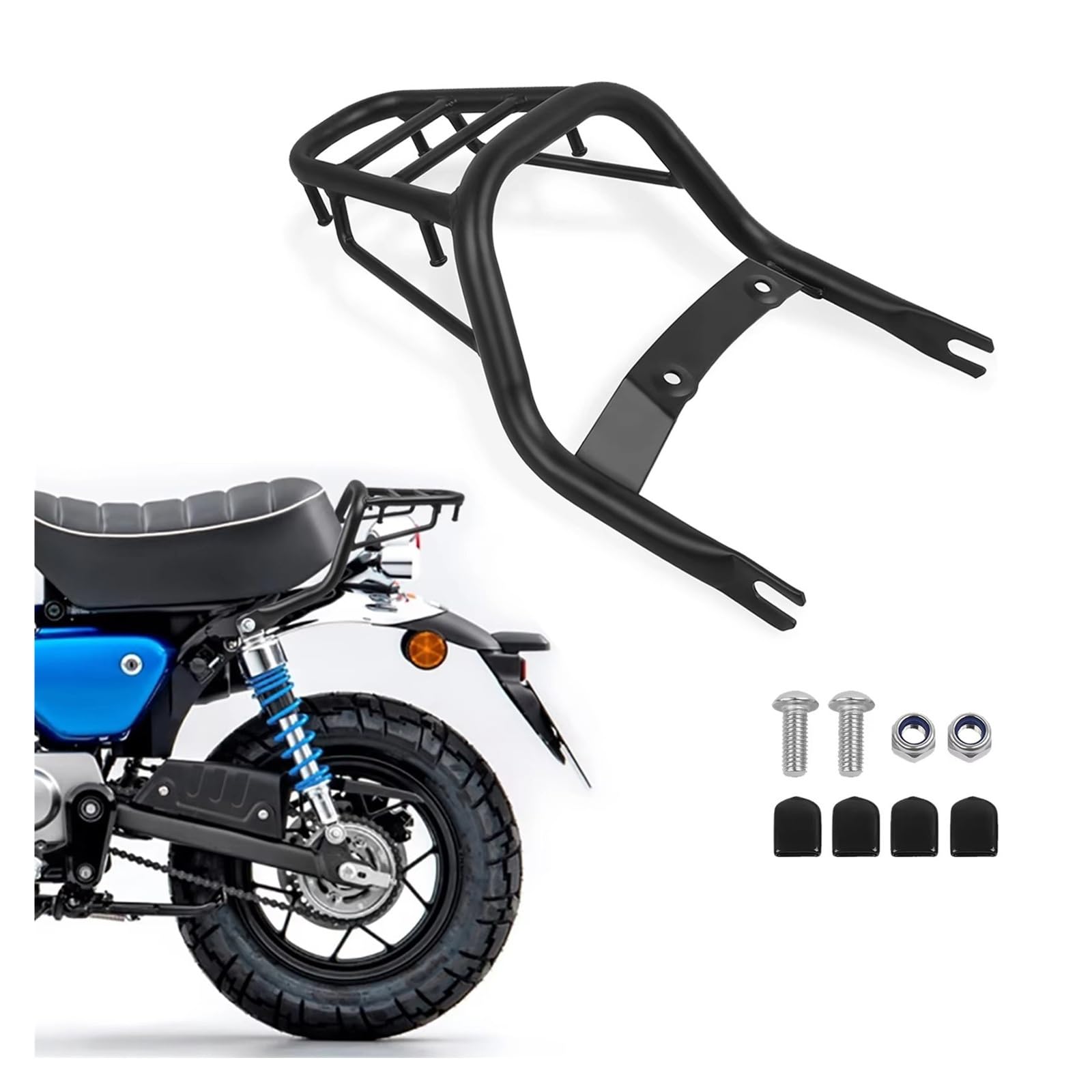 Portapacchi Moto Portapacchi Utility per Monkey 125 2018-2024 per Z125 2023 Posteriore Staccabile Schienale Portapacchi Cargo Supporto Staffa di Supporto Coda(Black)